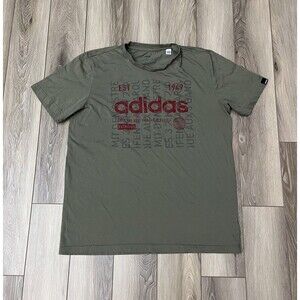 Adidas Green/Red Short Sleeve Graphic Tee Shirt Mens Size Large 100% Cotton